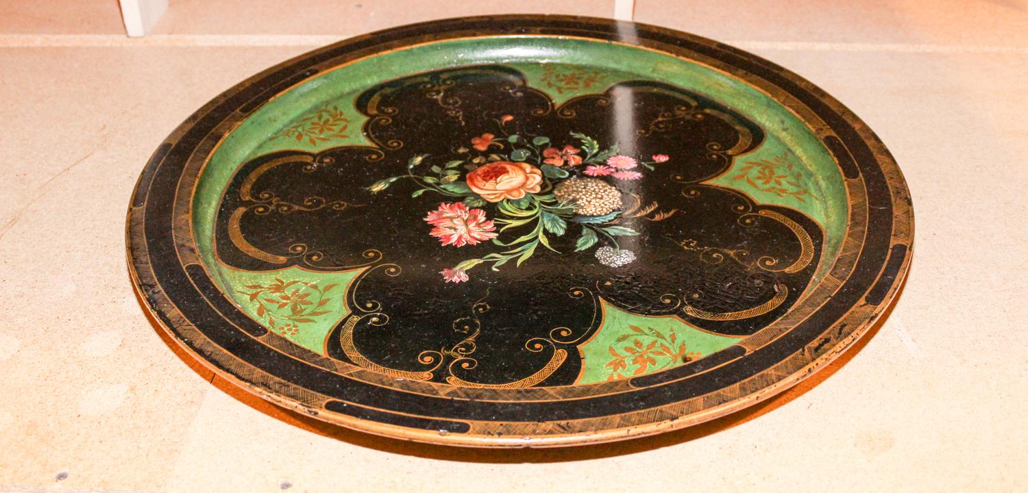 A Victorian Papier Mache Tray. Diameter 23 3/4 inches.