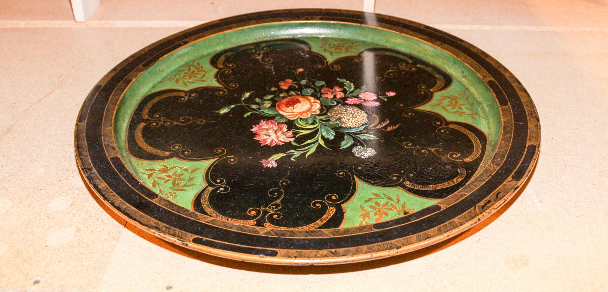 A Victorian Papier Mache Tray. Diameter 23 3/4 inches.