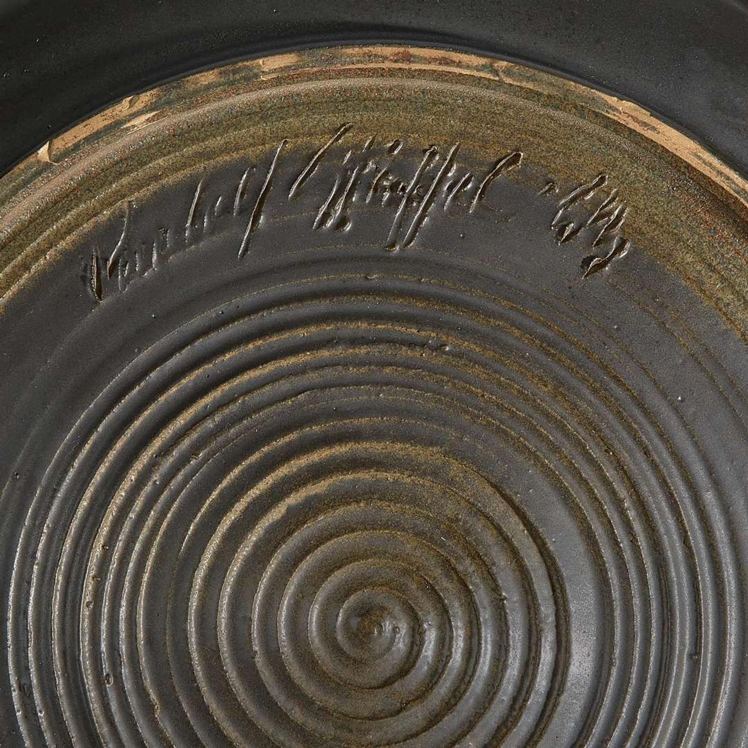 Rudy Staffel (American, 1911-2002) A Charger, Plate, and Bowl, USA, circa 1950s