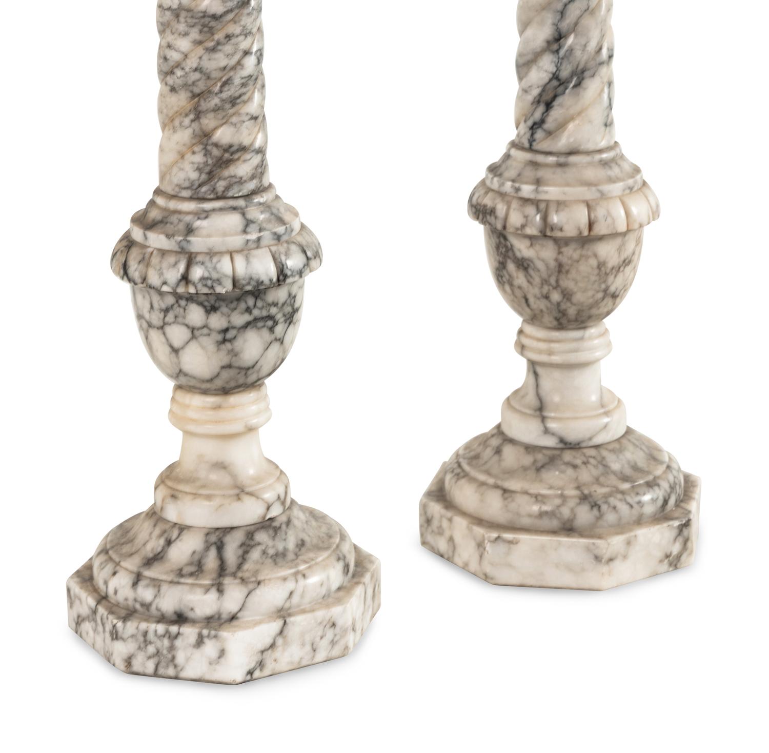 A Pair of Continental Marble Pedestals