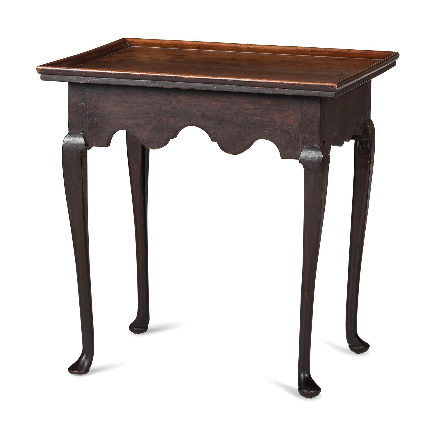 A Queen Anne Black Painted Cherrywood Dish Top Tea Table