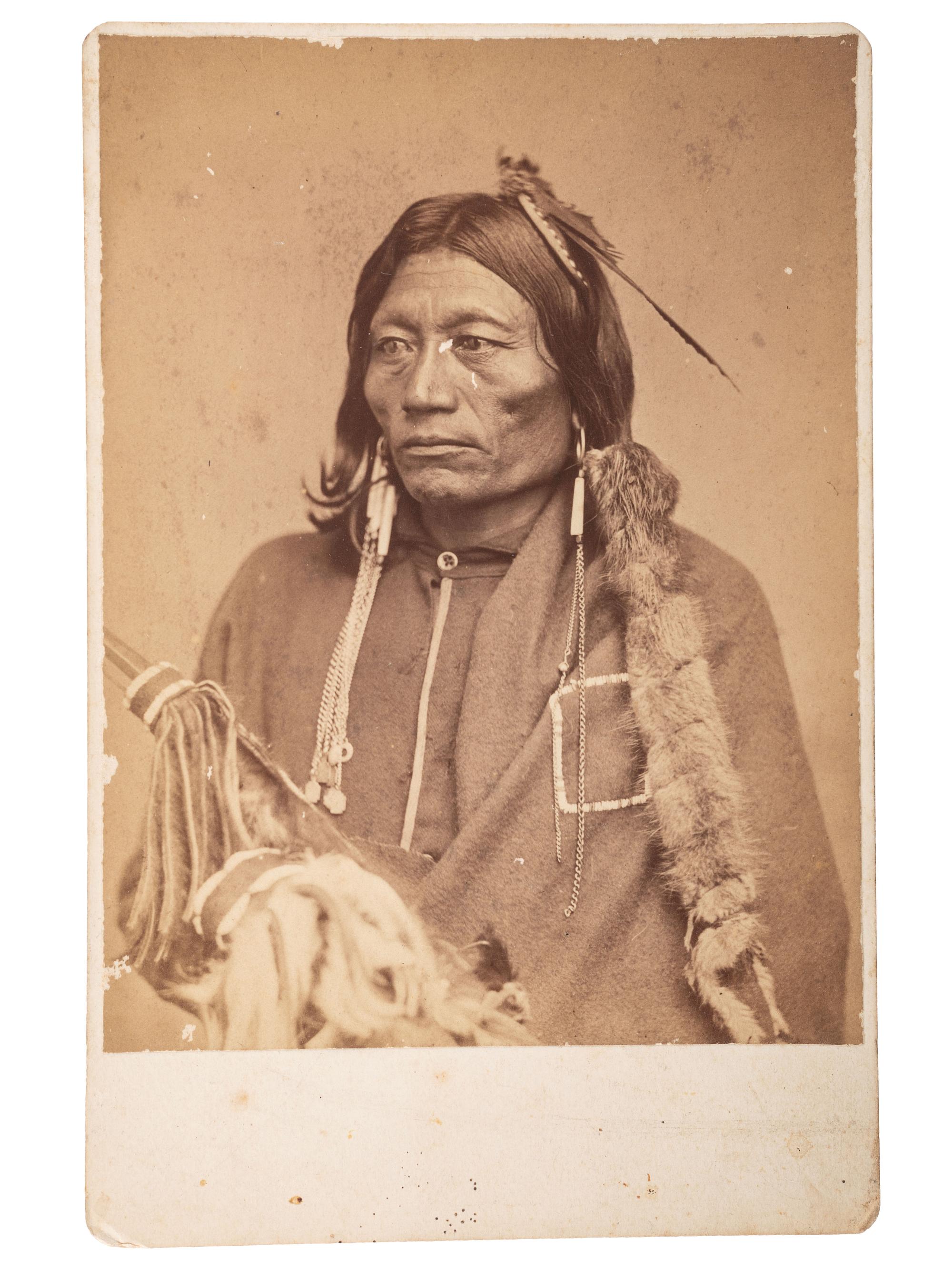[NATIVE AMERICANS]. SOULE, William S. (1836-1908), photographer. A group of 2 cabinet cards, incl. early portrait of Big Tree. Fort Sill, Indian Territory: ca 1867-1870s.
