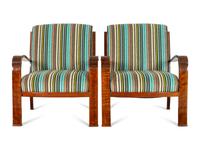 A Pair of Art Deco Style Walnut Armchairs