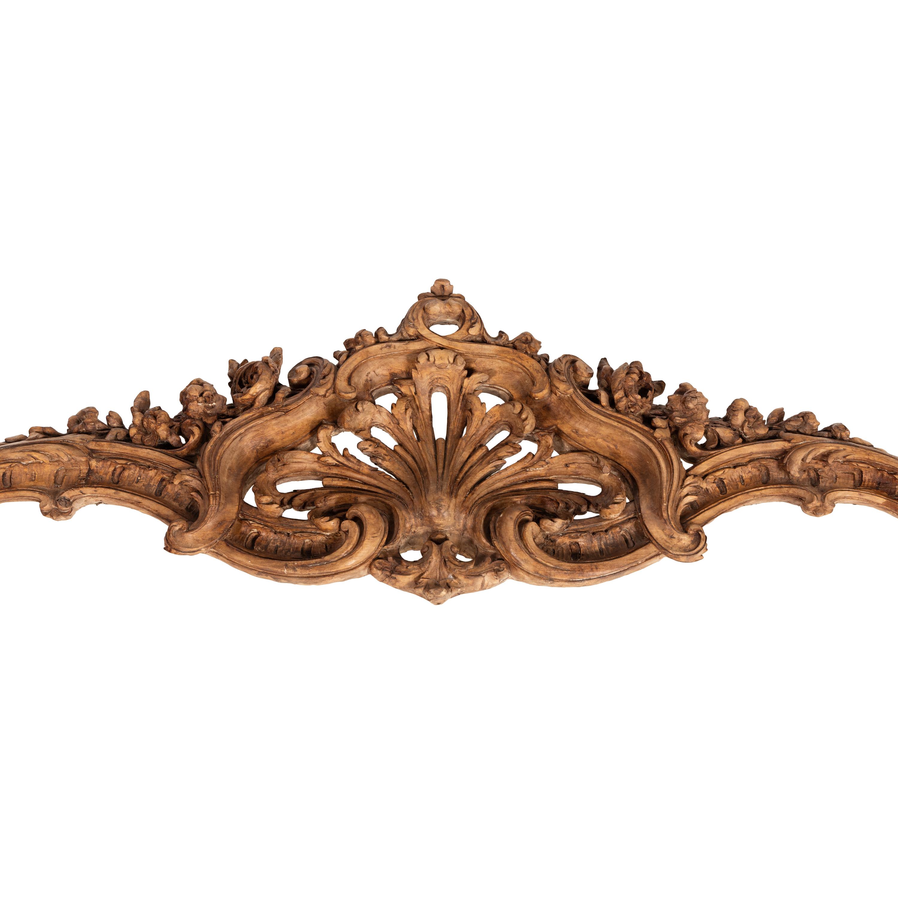 A Louis XV Carved Walnut Marble-Top Console Table