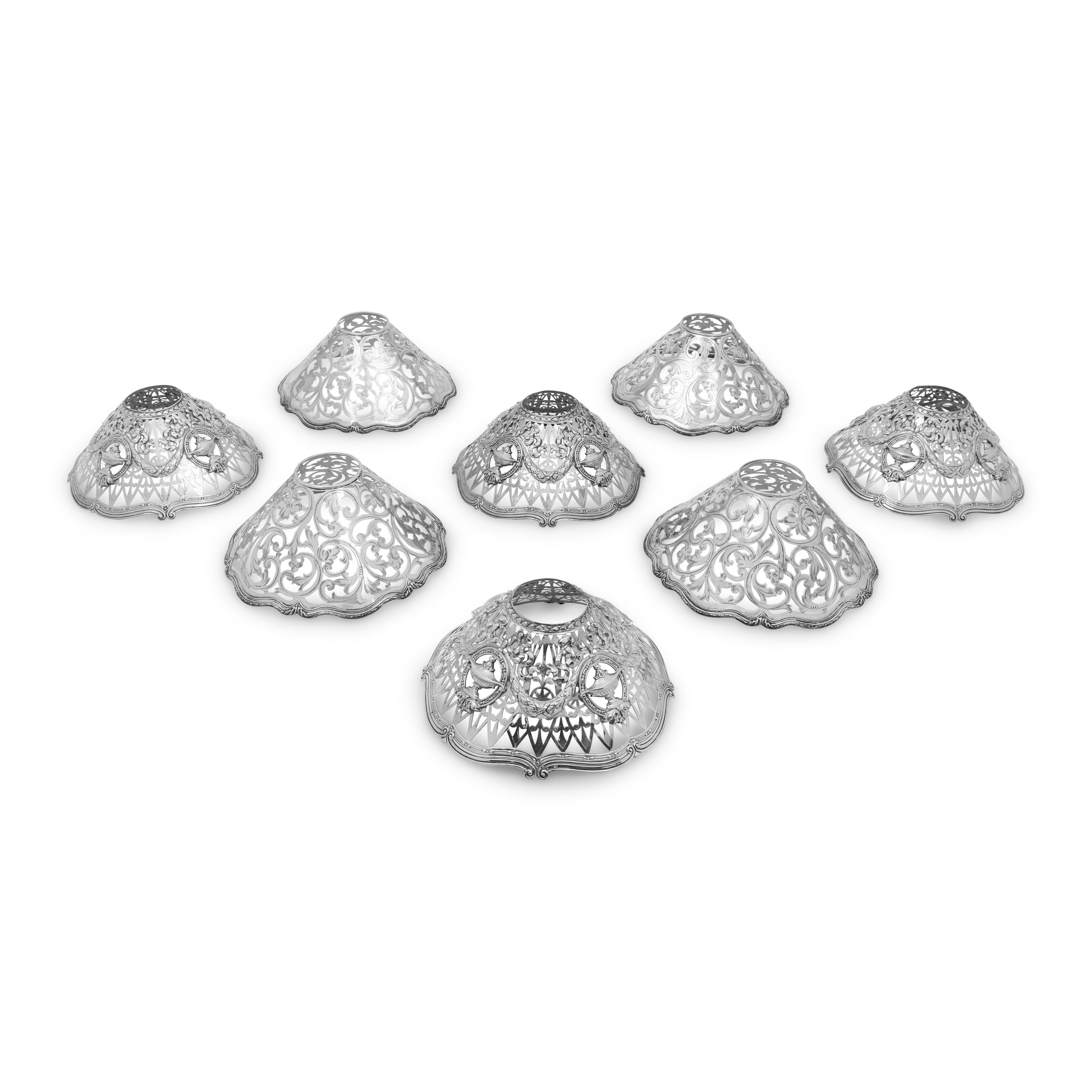 Two Sets of Four American Silver Shades