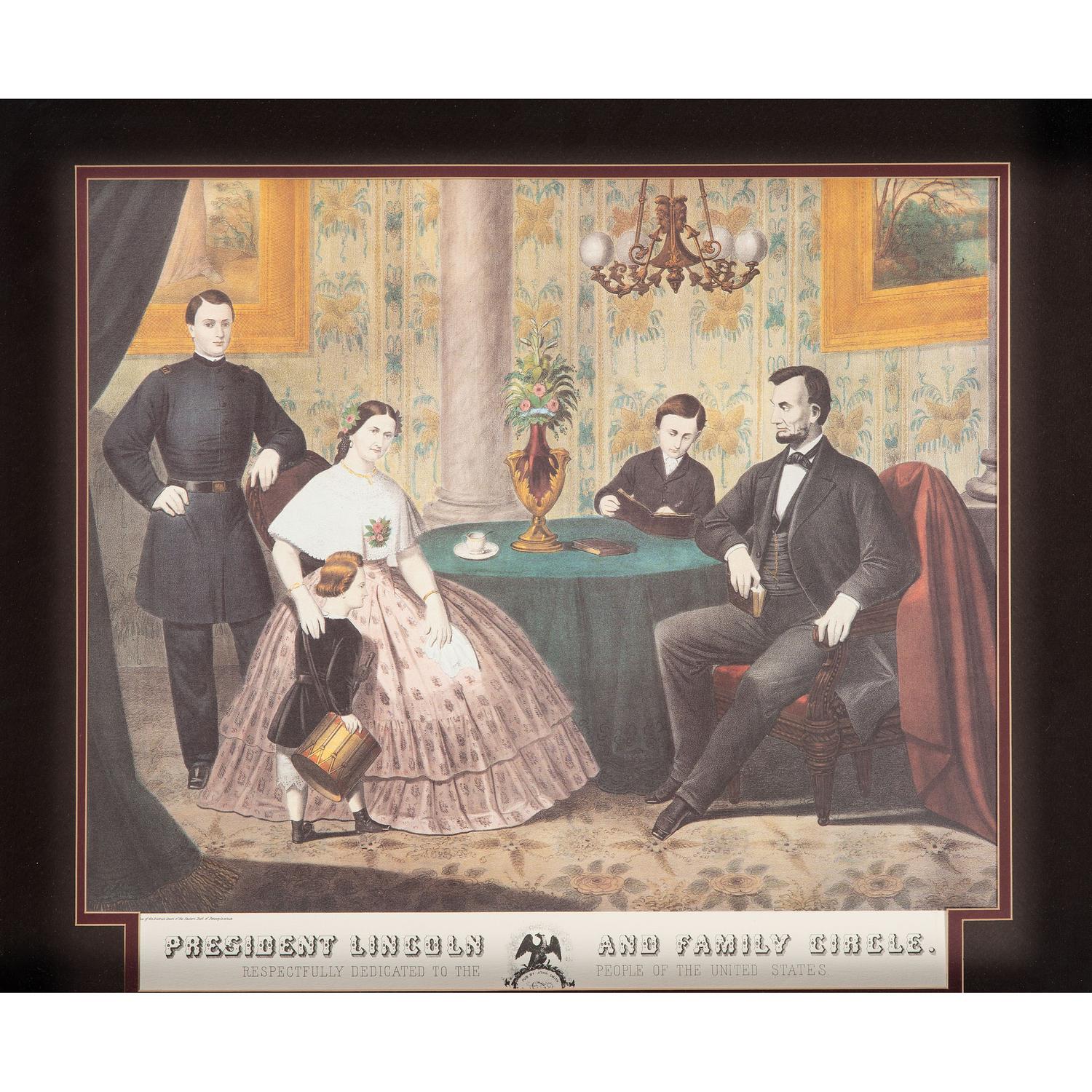 A President Lincoln and Family Circle Lithograph