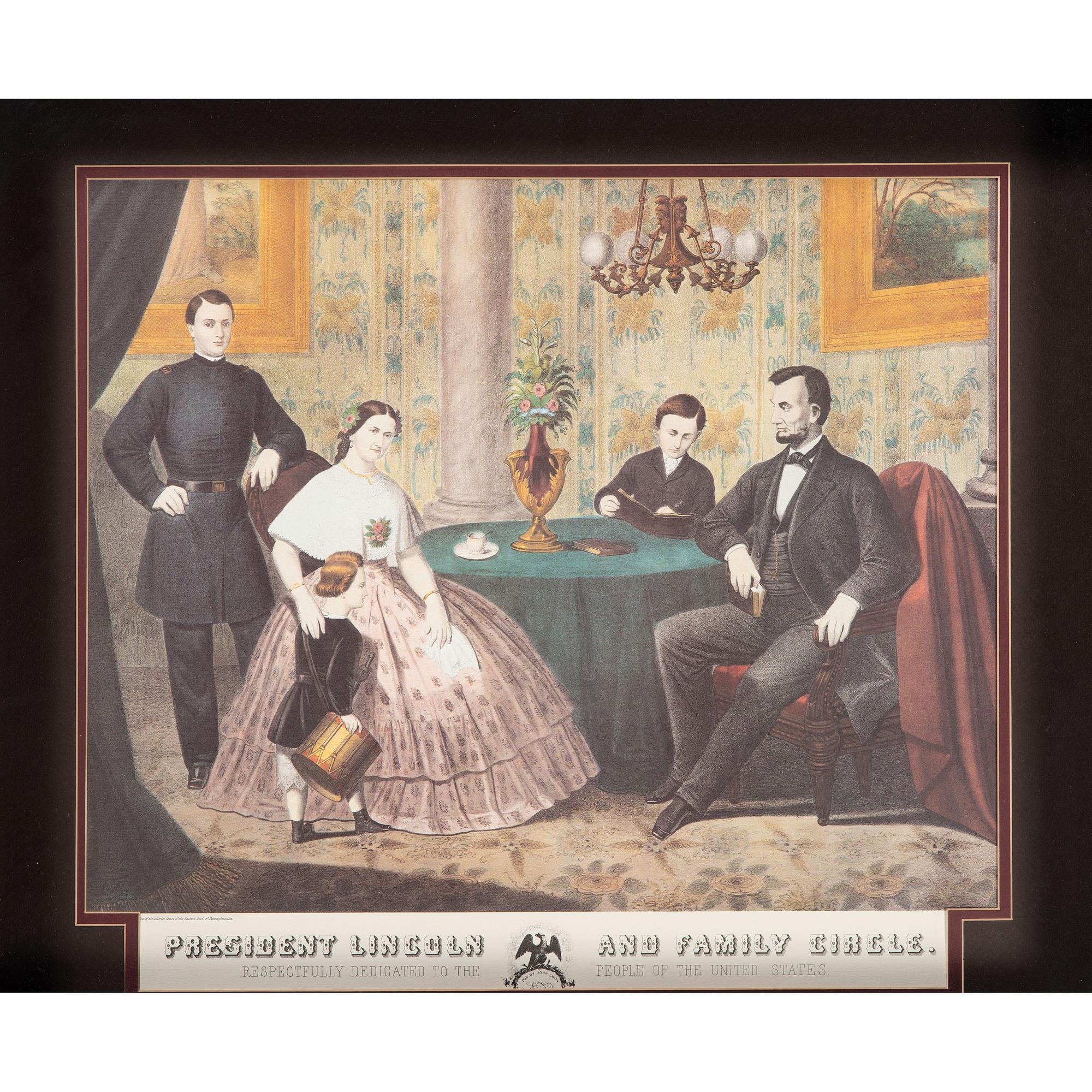 A President Lincoln and Family Circle Lithograph