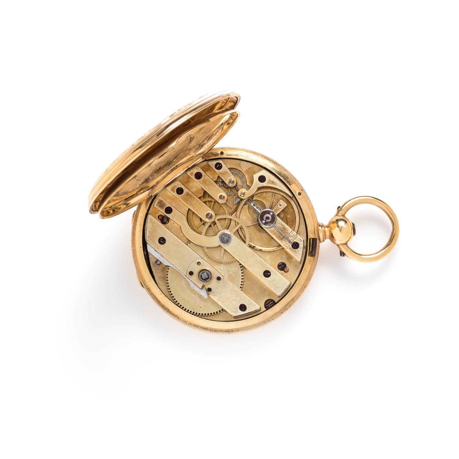 18K YELLOW GOLD HUNTER CASE POCKET WATCH