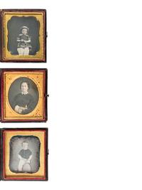 [EARLY PHOTOGRAPHY]. 5 fine sixth plate daguerreotypes featuring subjects holding interesting items