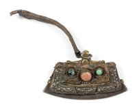 Four Tibetan Silver and Leather Pouches