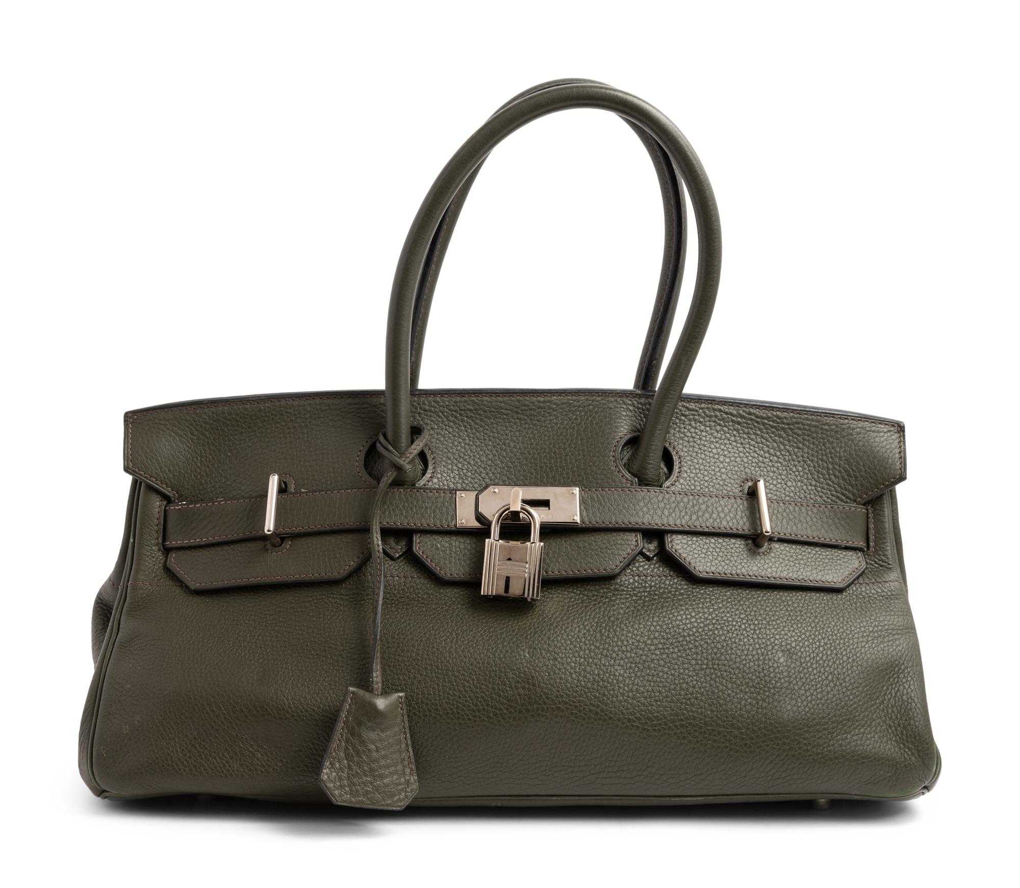 Hermès Vert Olive Taurillon Clemence Sac A Main Shoulder Birkin Bag, 2005