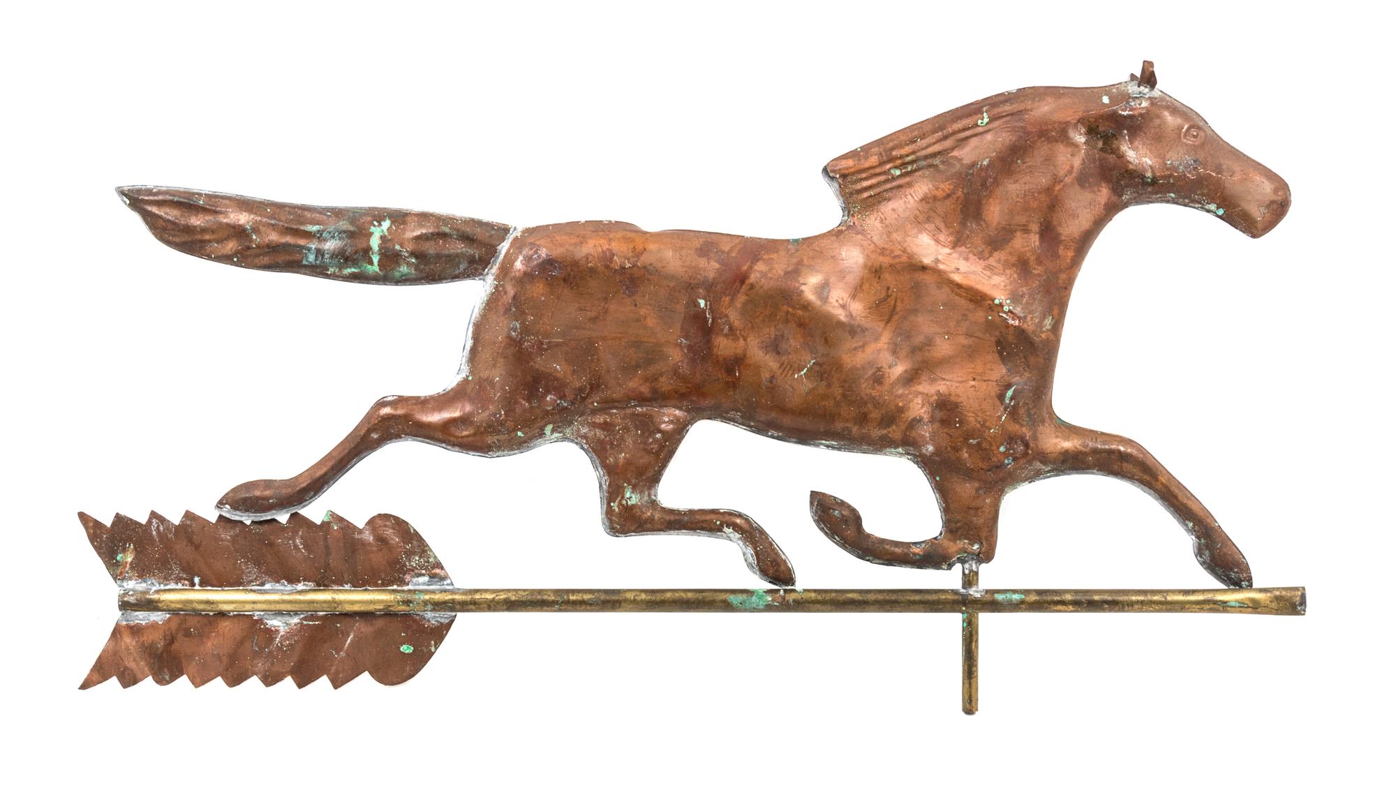 A Molded Copper Horse Weathervane Width 30 1/2 inches. — LATE 19TH CENTURY