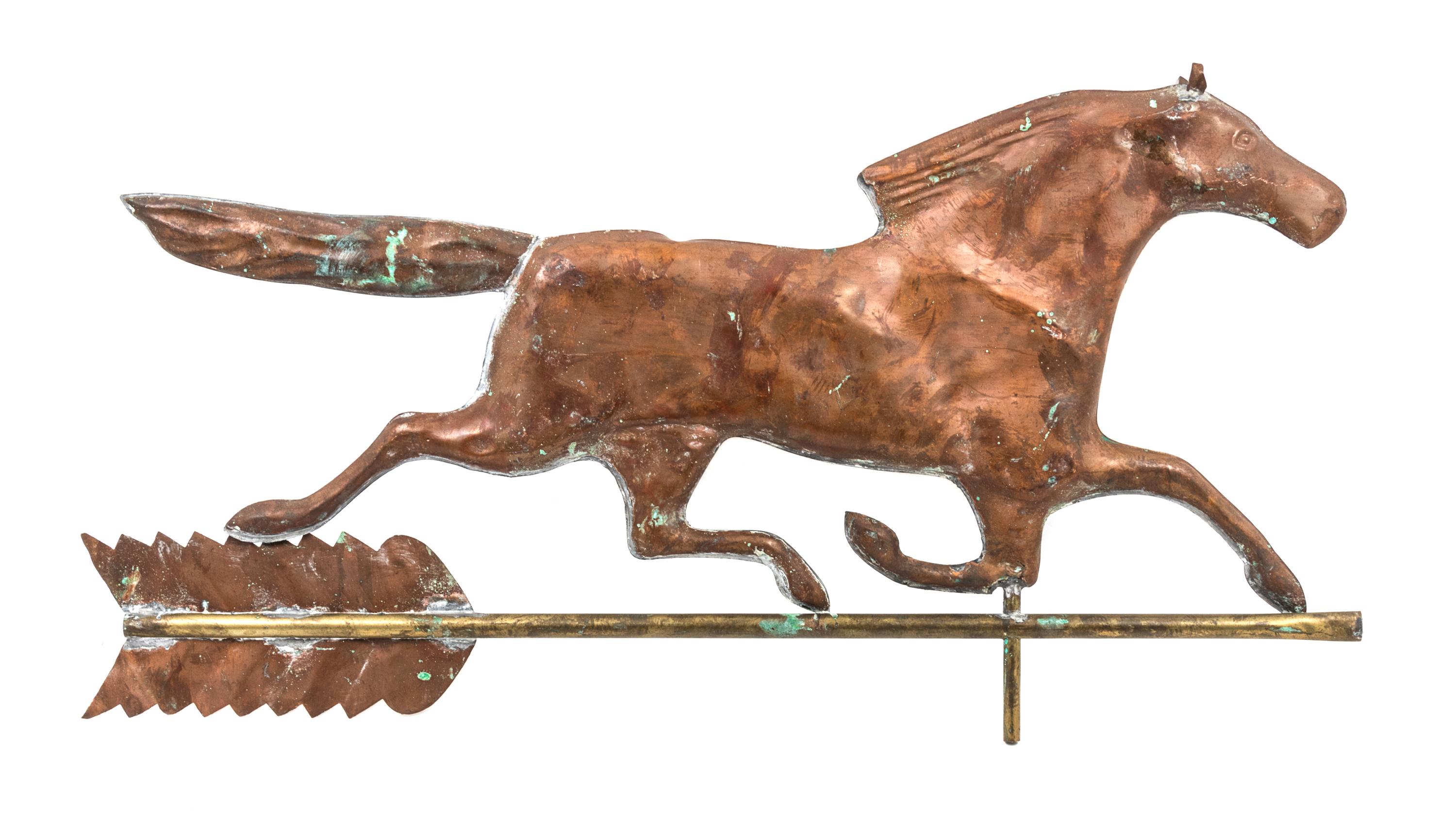 A Molded Copper Horse Weathervane Width 30 1/2 inches. — LATE 19TH CENTURY