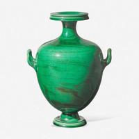 A Wedgwood Green Majolica Hy­dria UK, mid-late 19th century