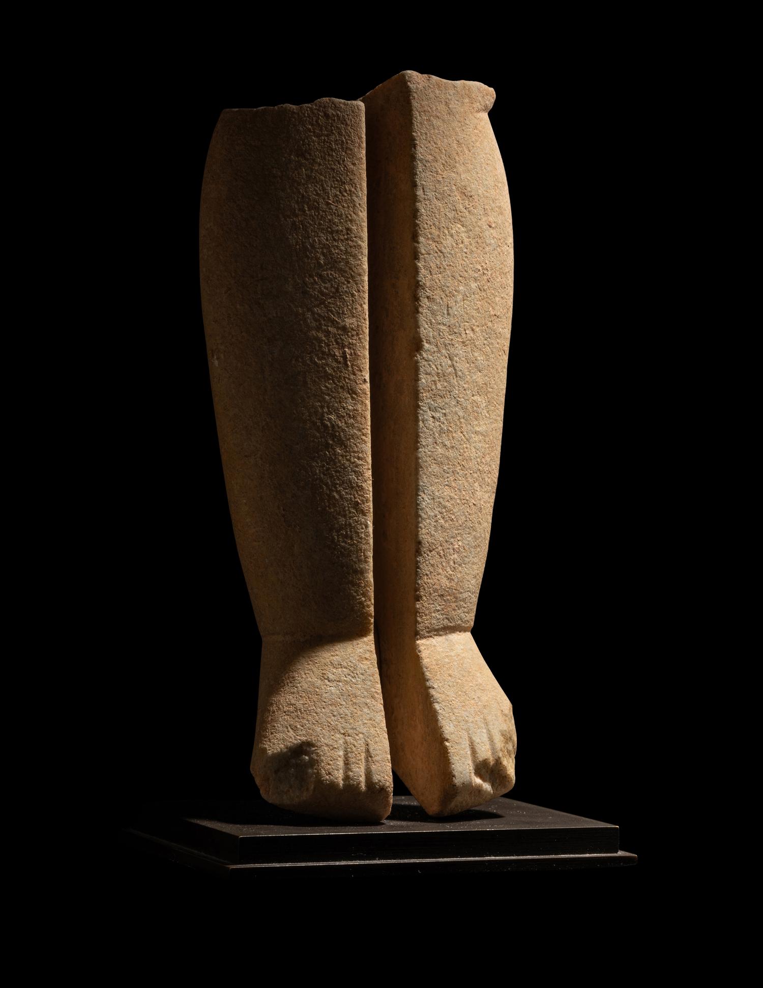 A Cycladic Marble Pair of Legs from an Idol