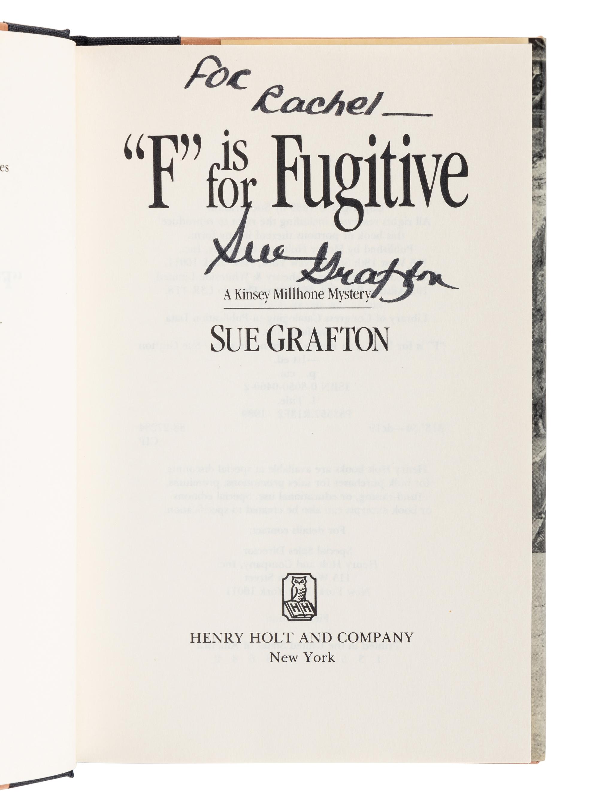 GRAFTON, Sue (1940-2017). A group of 4 FIRST EDITION, FIRST ISSUES by Grafton from the Alphabet Series featuring Kinsey Millhone, MOST SIGNED, comprising: