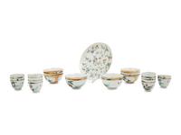 A Group of Chinese 'Ladies' Famille Rose Porcelain Wine Cups and Bowls