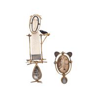 CAROLYN MORRIS BACH, TWO ALEUTIAN-STYLE FIGURAL PINS