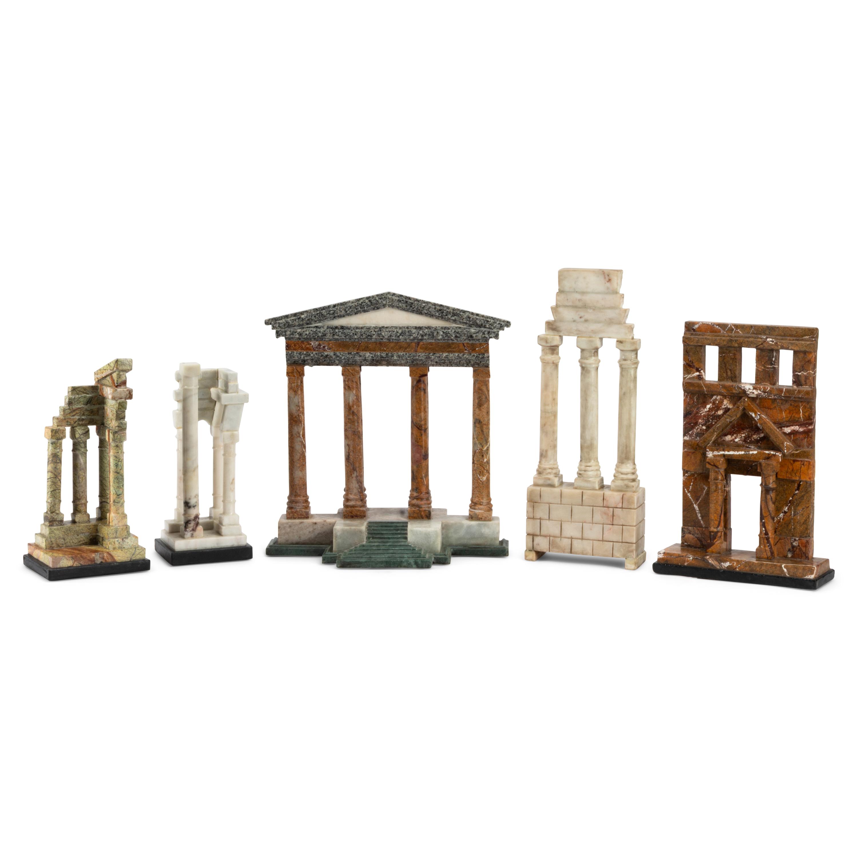 Five Grand Tour Style Marble Models of Ruins