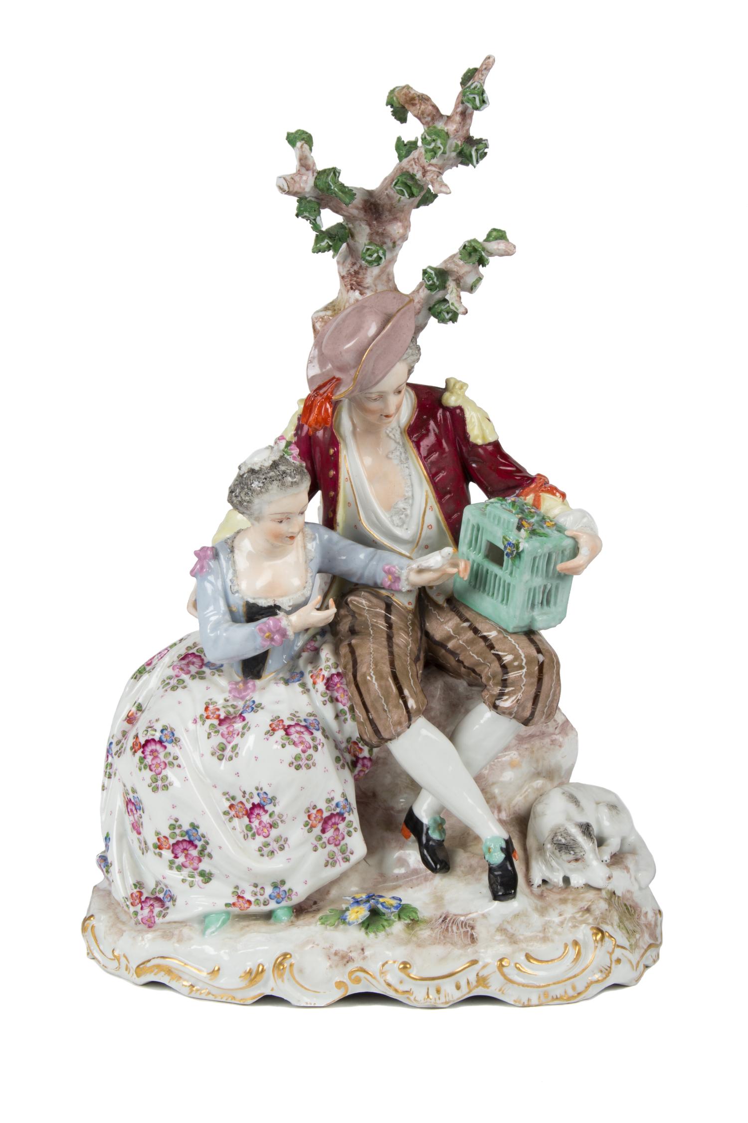 A Pair of German Porcelain Figural Groups Height 11 1/2 inches. — 19TH CENTURY
