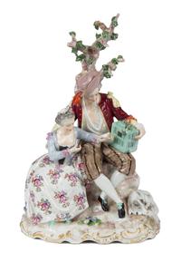 A Pair of German Porcelain Figural Groups Height 11 1/2 inches. — 19TH CENTURY