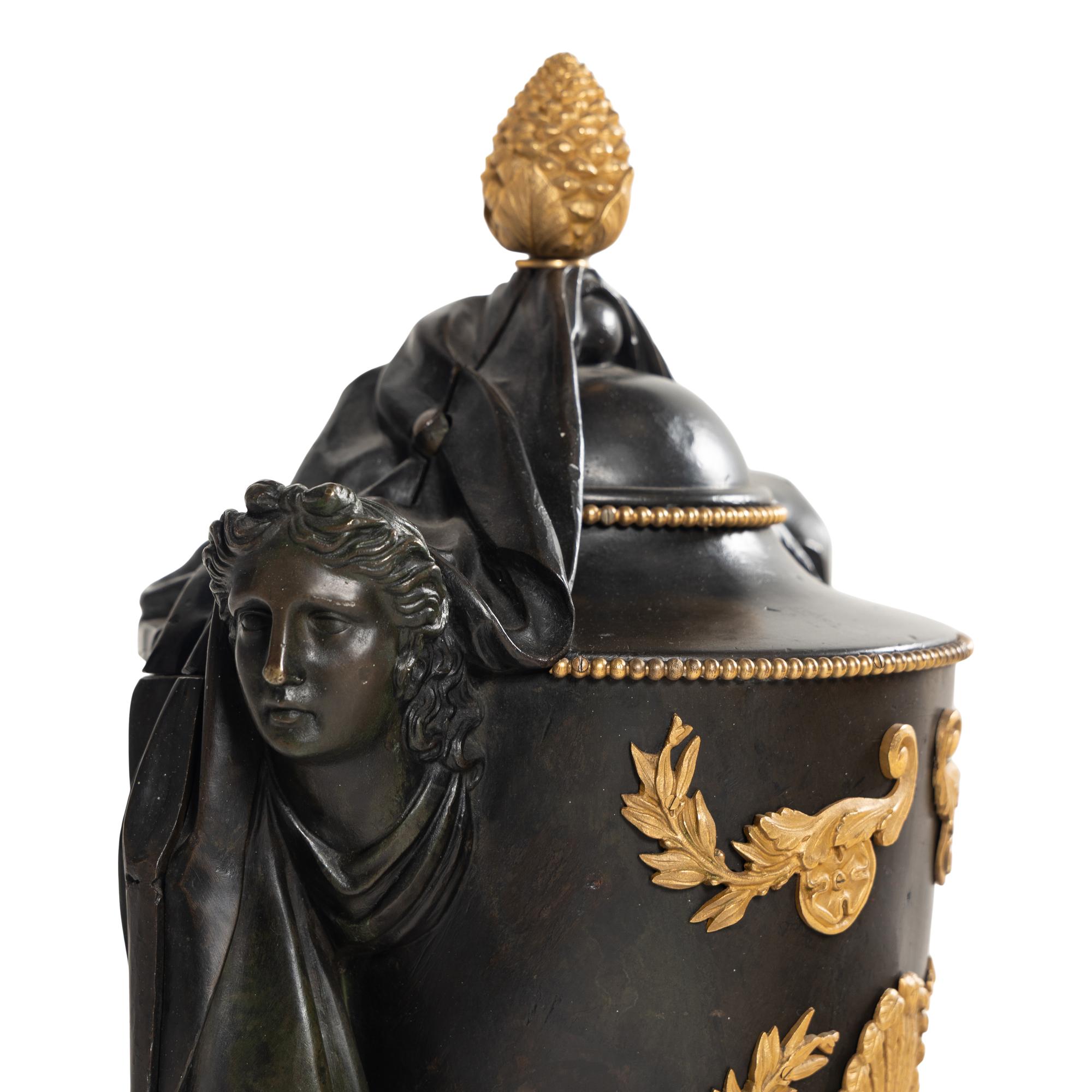 An Empire Style Gilt and Patinated Bronze Urn