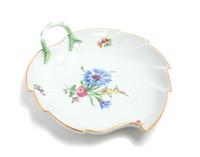 A Meissen Porcelain Leaf-Shaped Dish Length 10 inches.
