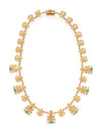 YELLOW GOLD AND COLOMBIAN EMERALD LIZARD NECKLACE