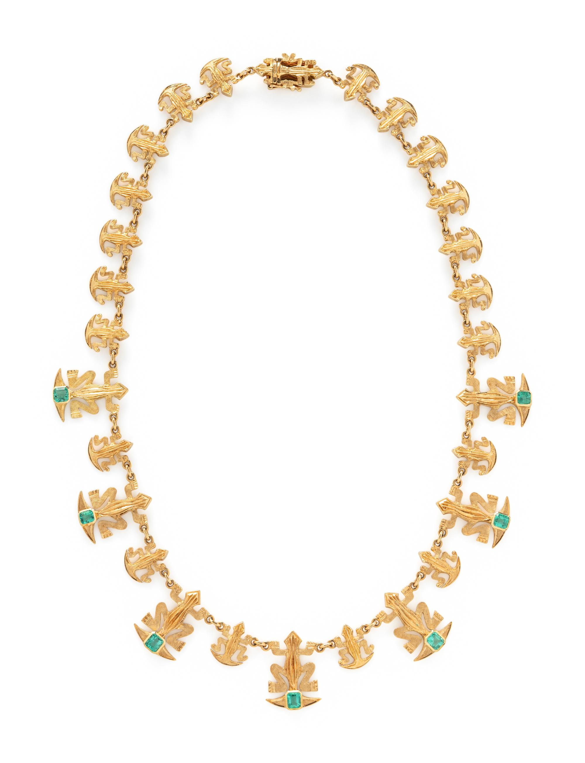 YELLOW GOLD AND COLOMBIAN EMERALD LIZARD NECKLACE