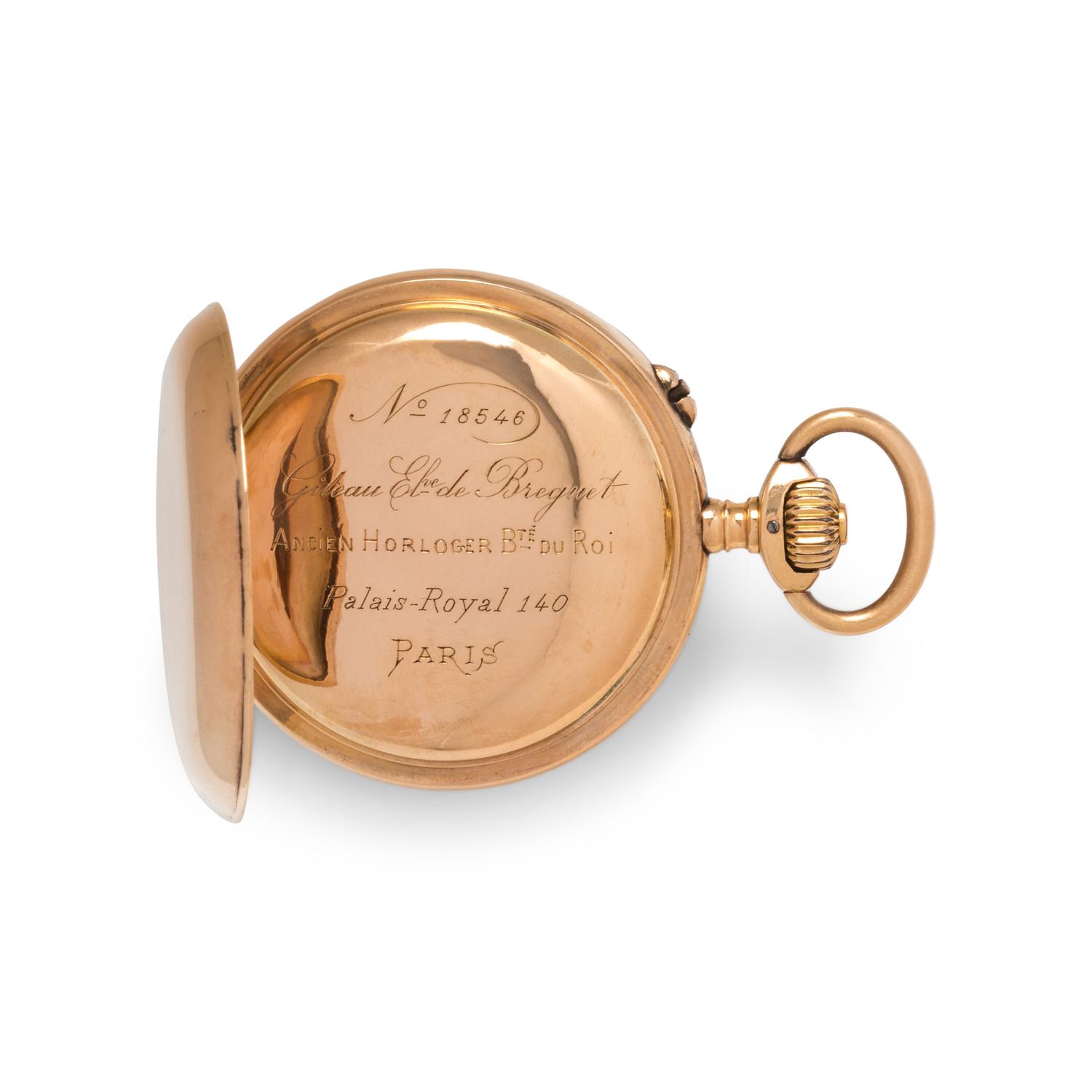 18K PINK GOLD CHRONOGRAPH OPEN FACE POCKET WATCH