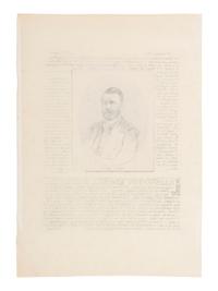 [GRANT, U.S.] 1868 photolithographic etching of Grant in military dress with announcements in French