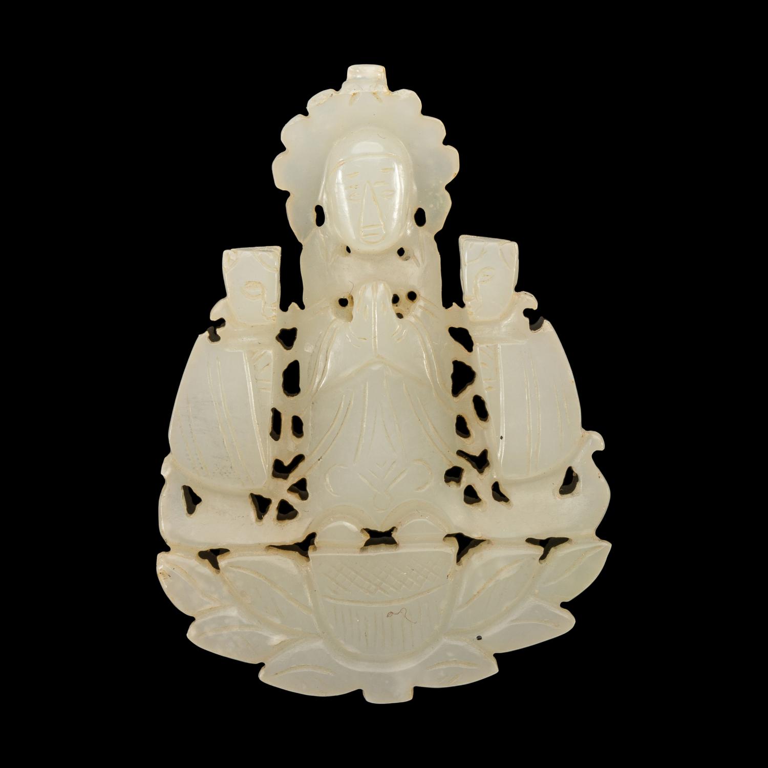 A Small Chinese White Jade Figural Group