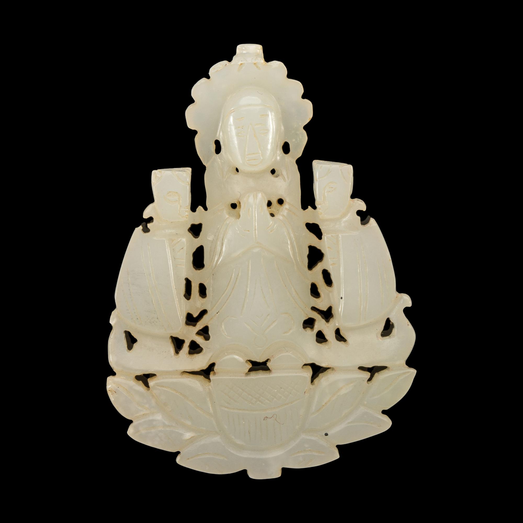 A Small Chinese White Jade Figural Group