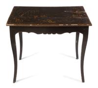 A Georgian Style Lacquered Center Table Height 27 1/2 x width 32 1/4 x depth 20 1/4 inches. — 19TH CENTURY