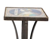 A Pair of Mizner Style Tile-Top Metal Side Tables