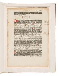 [Book Club of California]. Caxton, William (ca 1422-1491 or 1492). An Original Leaf from the Polycronicon Printed by William Caxton at Westminster in the Year 1482 . San Francisco: The Grabhorn Press for The Book Club of California, 1938.