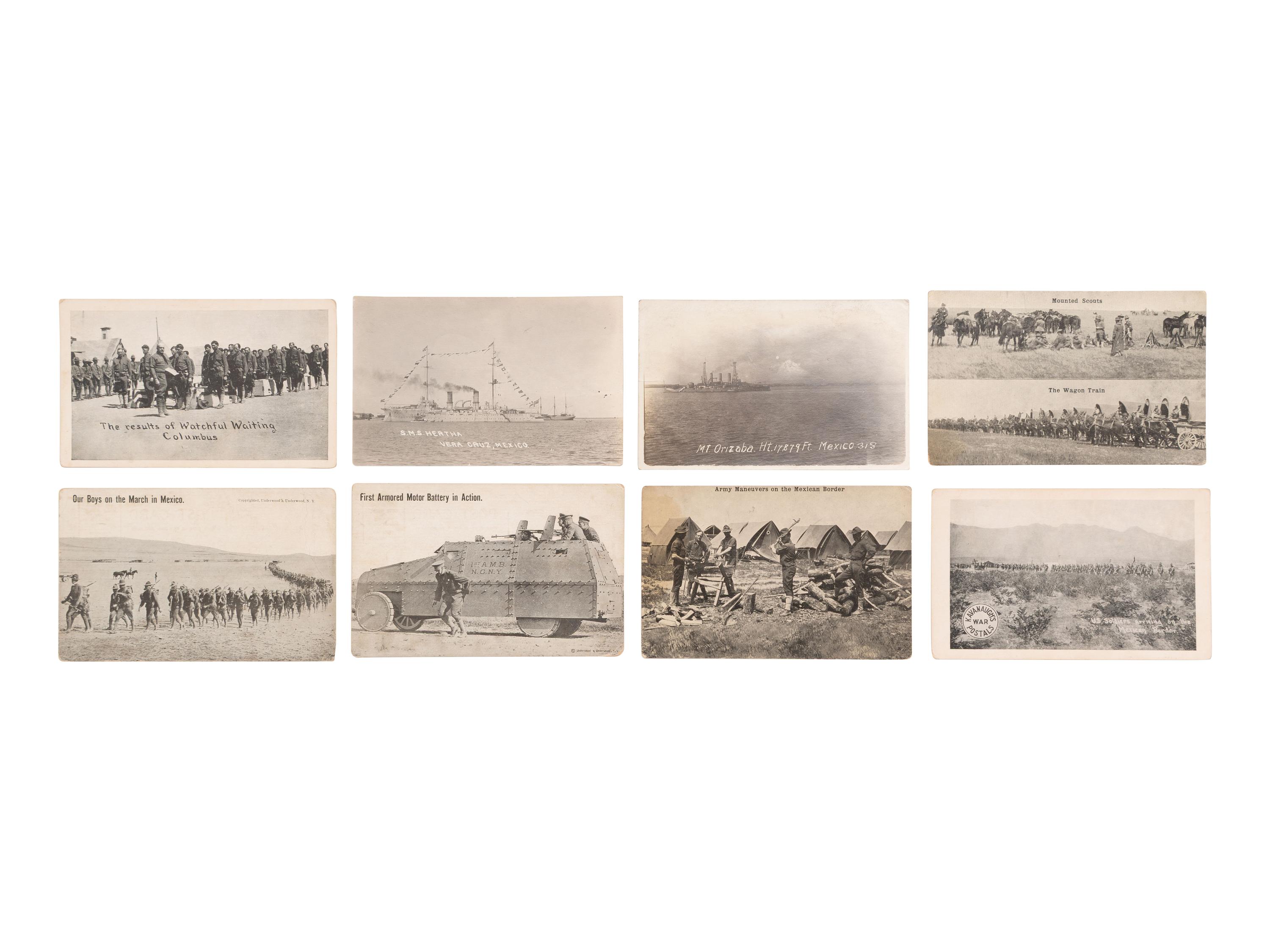 [MEXICAN REVOLUTION]. A group of stereoviews and postcards featuring Pancho Villa and other subjects.