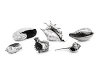 Six Mexican Silver Shell-Form Table Ornaments