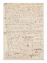 WRIGHT, Frank Lloyd (1867-1959). Autograph manuscript signed ("Frank Lloyd Wright"), entitled "Taliesin III," numerous holograph emendations and corrections in ink, a few in pencil N.p. Taliesin, 8 June 1926. 5 1/2 pages, 4to, creased.