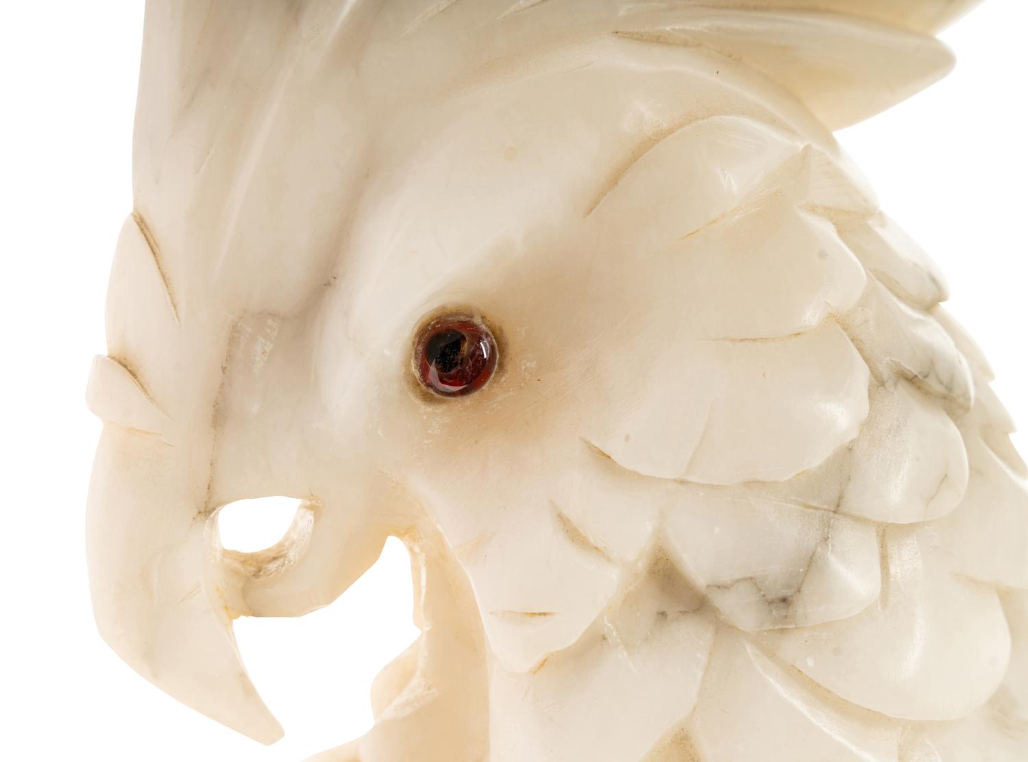 An Italian Carved Marble Figure of a Cockatoo