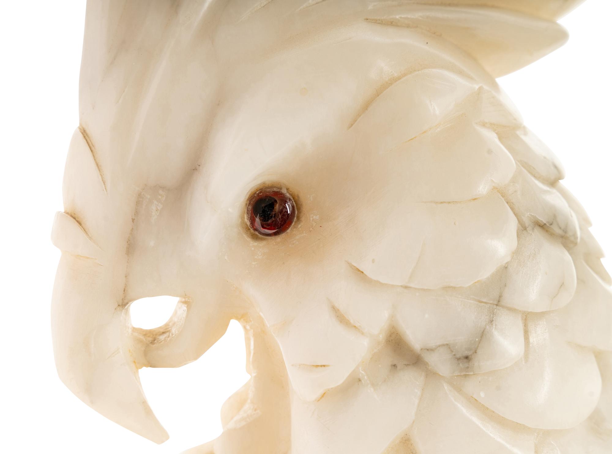 An Italian Carved Marble Figure of a Cockatoo