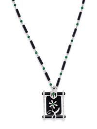 ONYX, JADE AND DIAMOND NECKLACE