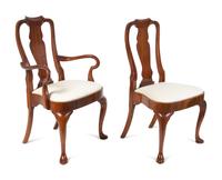 A Set of Seven Queen Anne Style Mahogany Dining Chairs