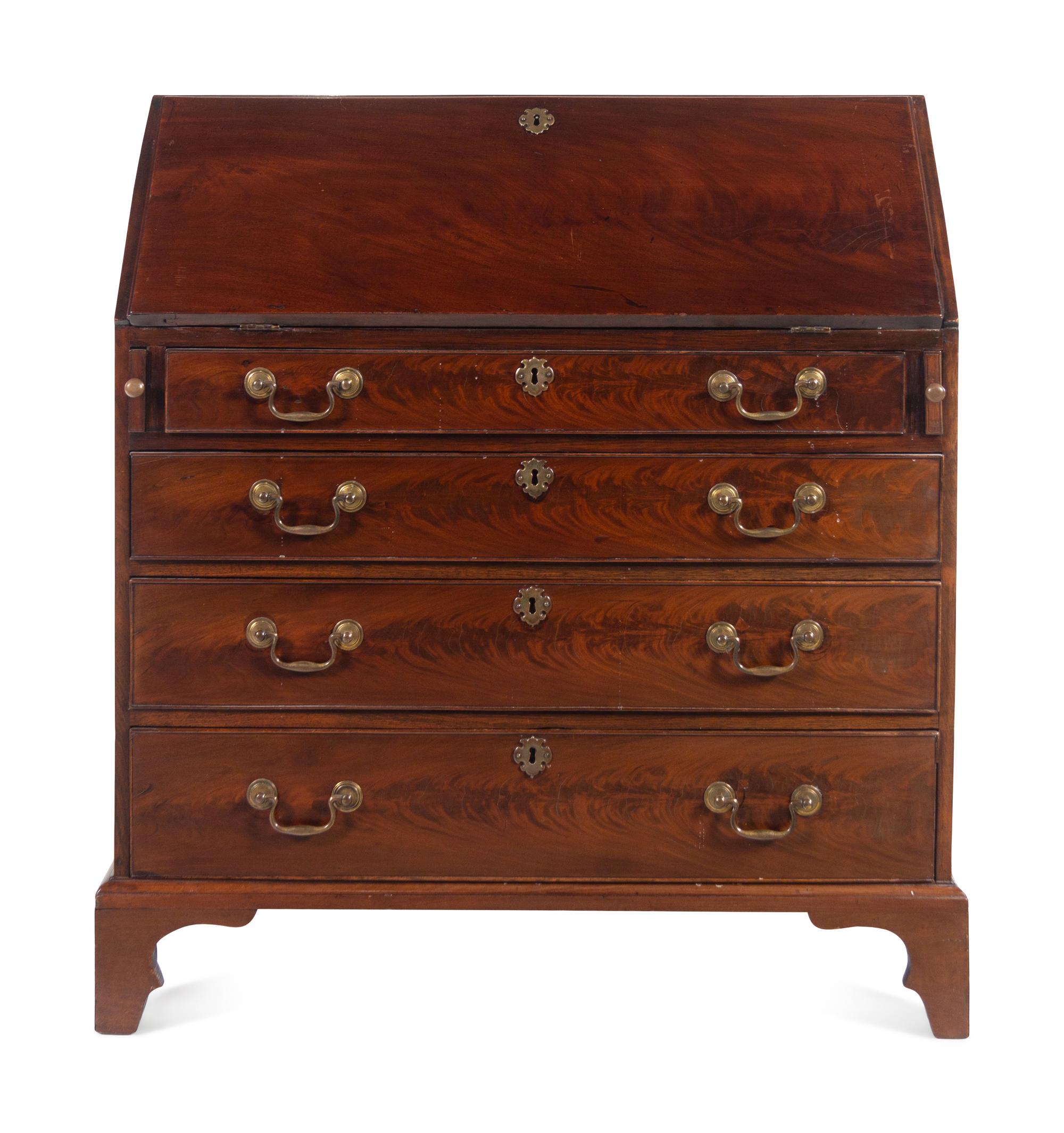 A George III Carved Mahogany Slant-Front Bureau