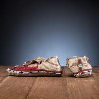 Sioux Quilled and Beaded Elk Hide Moccasins