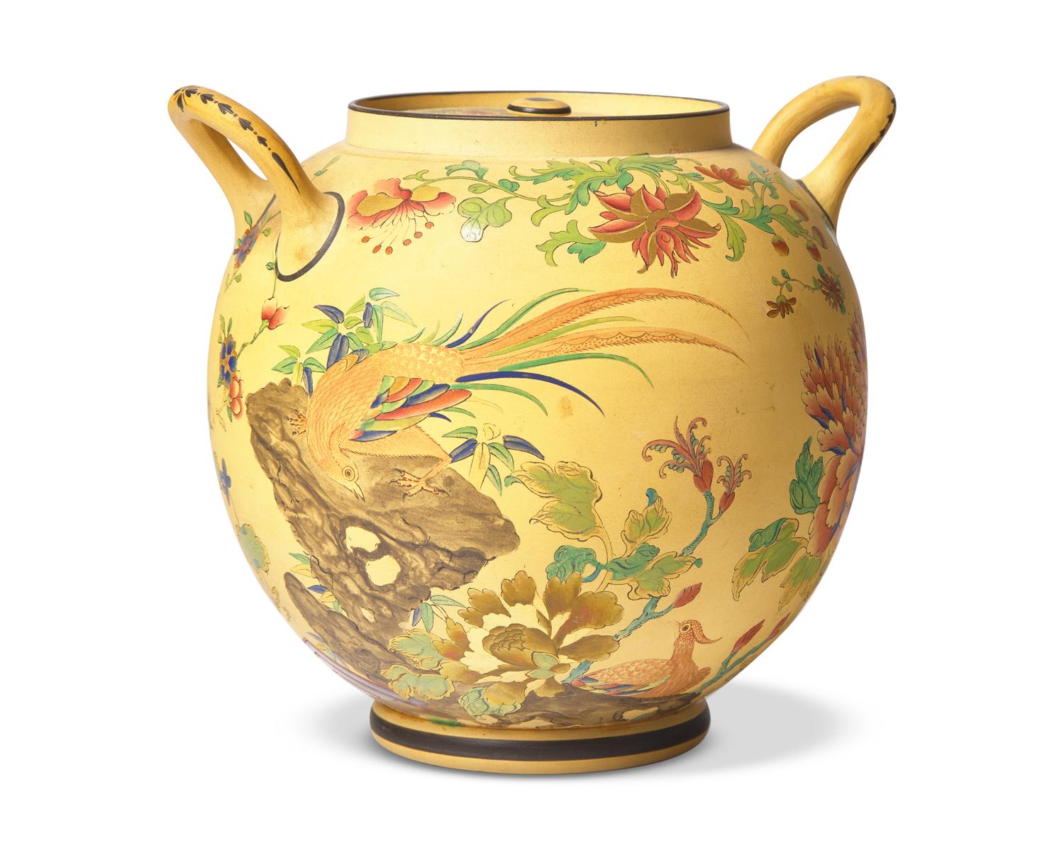 A Wedgwood Polychrome and Parcel-Gilt Phoenix Jar
