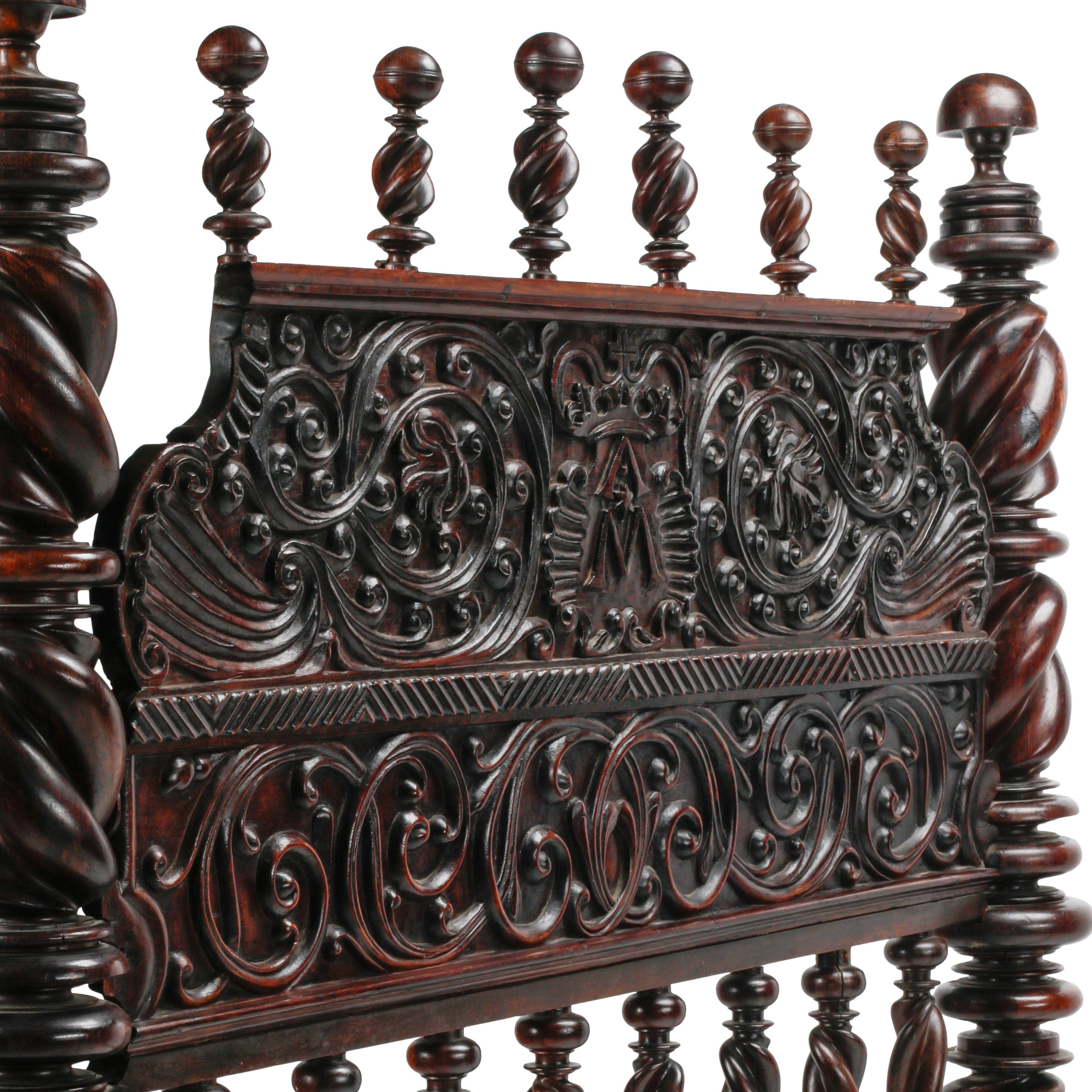 A Portuguese Turned Walnut Bed