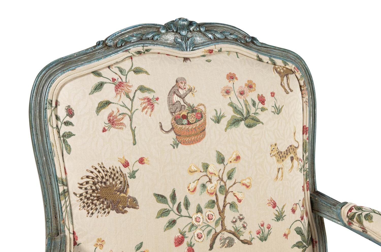 A Pair of Louis XV Style Painted Fauteuils