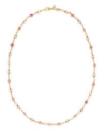 An 18 Karat Yellow Gold, Pink Tourmaline and Cultured Pearl "Karina" Necklace, Temple St. Clair, 4.80 dwts.