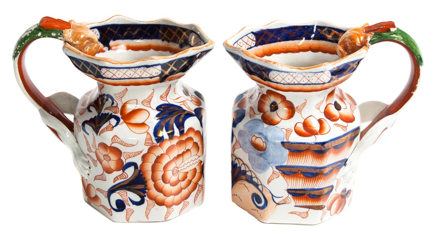 A Pair of English Ironstone Imari Decorated Pictures Height 6 1/4 inches. — 20TH CENTURY